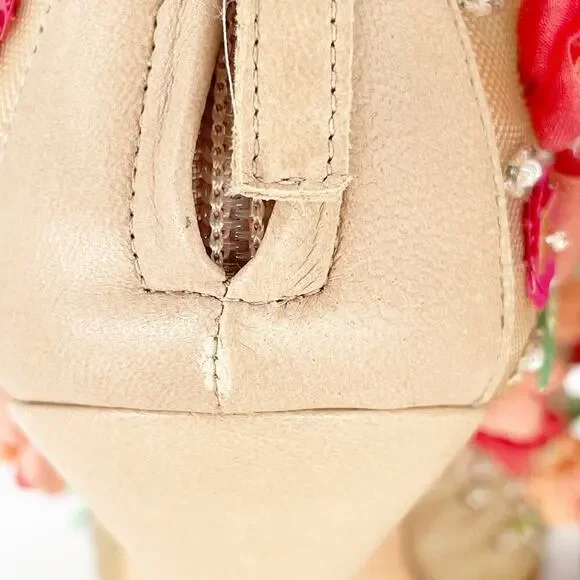 Manolo Blahnik Clizia Tan Mesh Bootie with Sequin and Floral Appliqué IT 40.5 - Picture 11 of 14